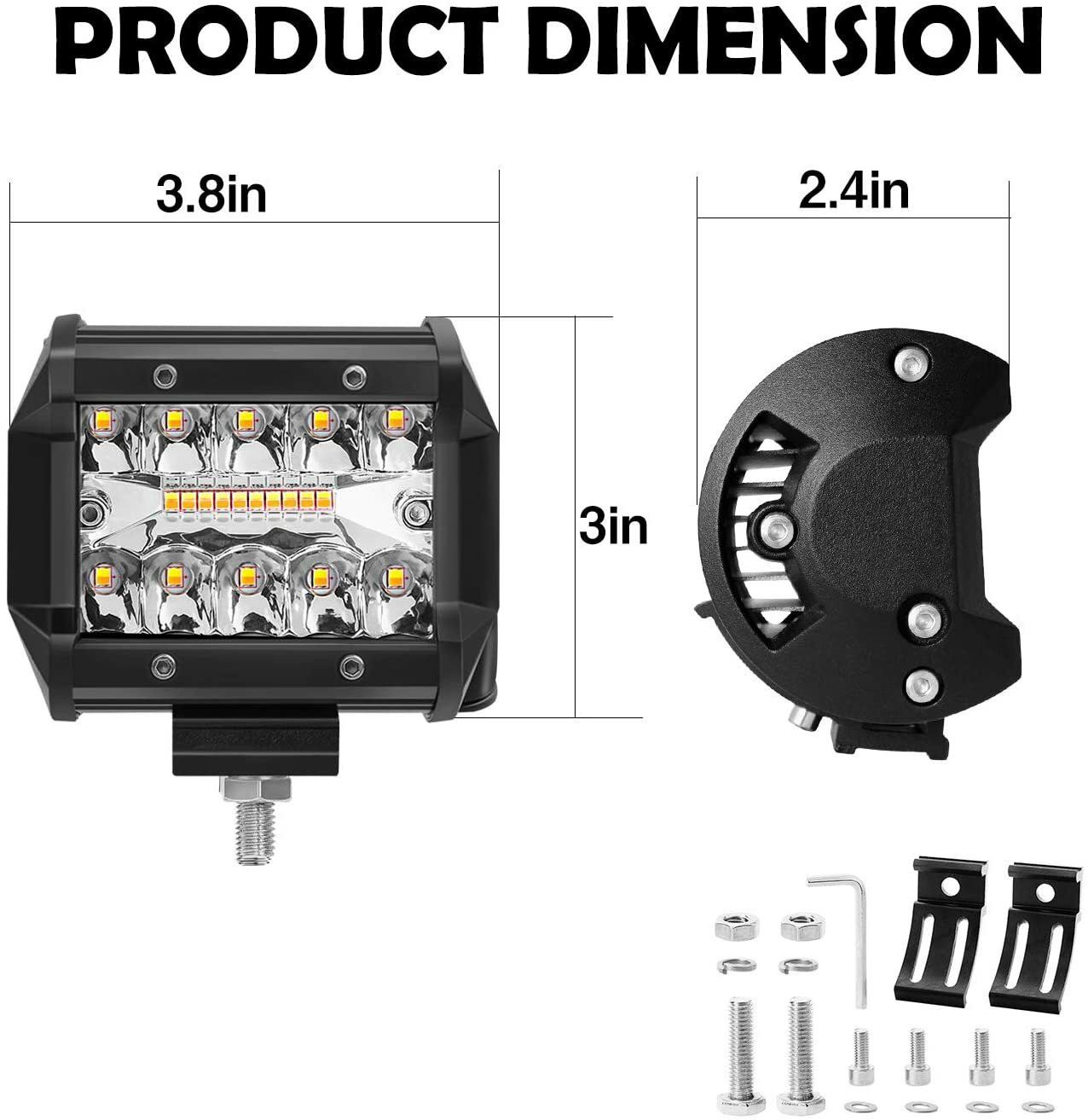4″ 3-row LED Work Light Pods Backup +Tow Hitch Mounting Bracket Reverse Truck
