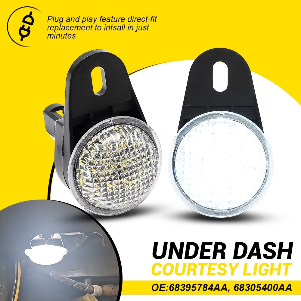 2PCS Clear LED White Under Dash Courtesy Light For 1999-2010 Jeep TJ Wrangler JK