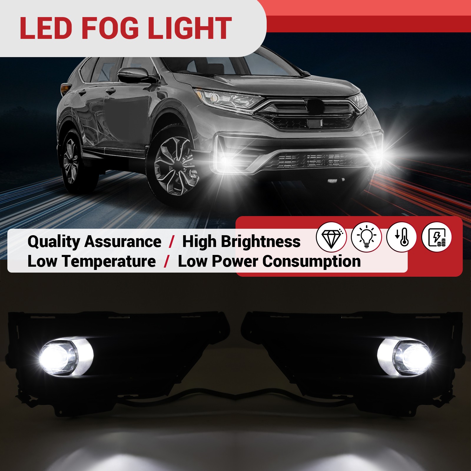 LED Bumper Fog Lights Lamps w/ Switch+Wiring Pair For Honda CRV 2020 2021 2022