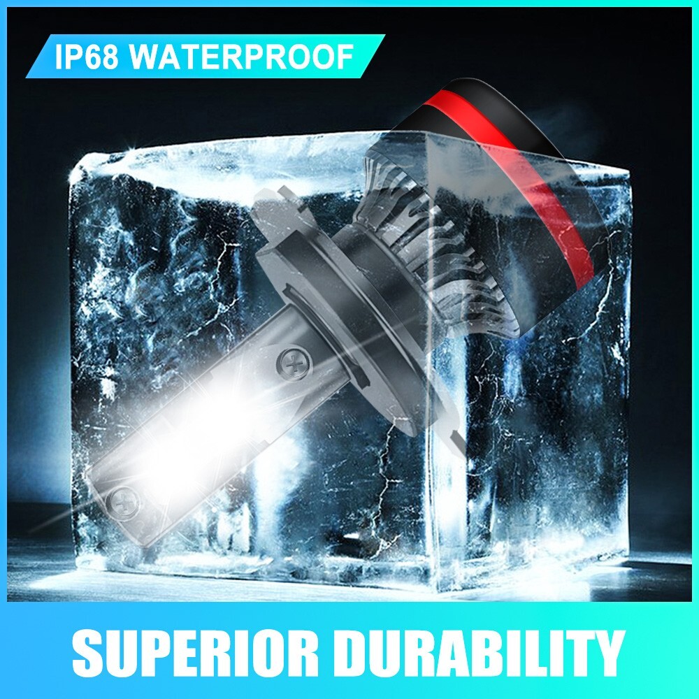 2PCS CSP LED Headlight H4 9003 High/Low Beam 6000K Bulbs Error Free 350W 25000LM