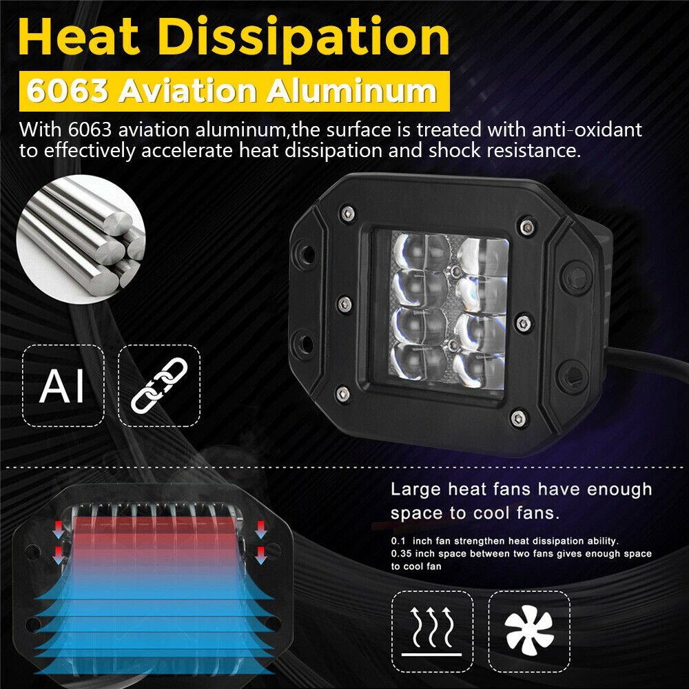 4x 5″ 300W Flush Mount LED Lights Pods Backup Reverse Rear Bumper Off Road 4WD