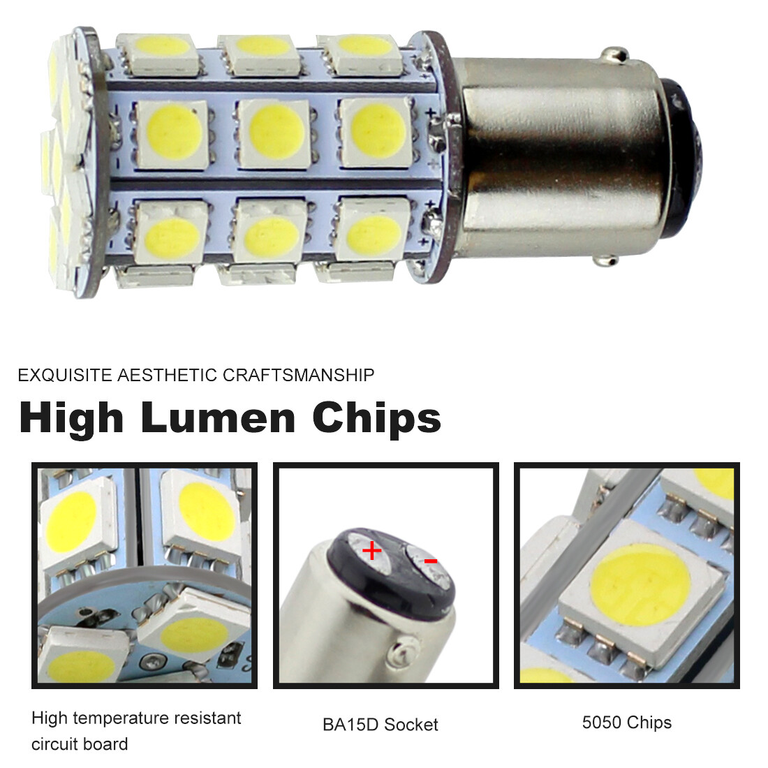10x White 1157 BA15D 27SMD 5050 LED Light bulbs Marine Boat 1142 1178 1130