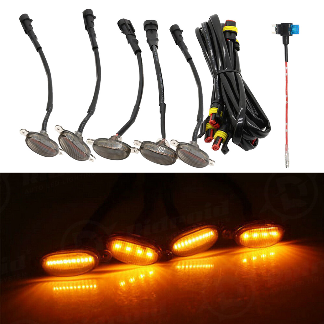 For Jeep Grand Cherokee 2003-21 Amber Front Grille Grill LED Light Raptor Style