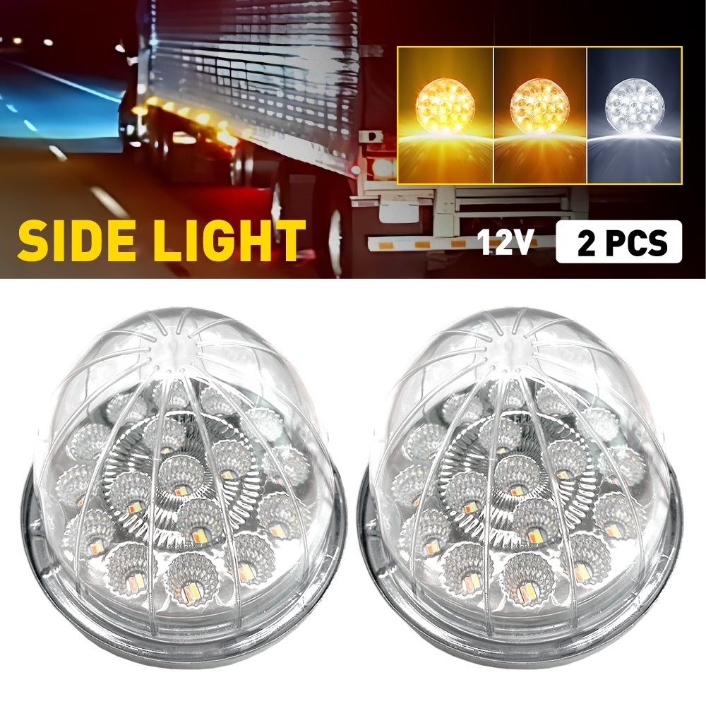 2X Dual Color LED Watermelon Lights Amber White Clearance Side Marker Light EOOR