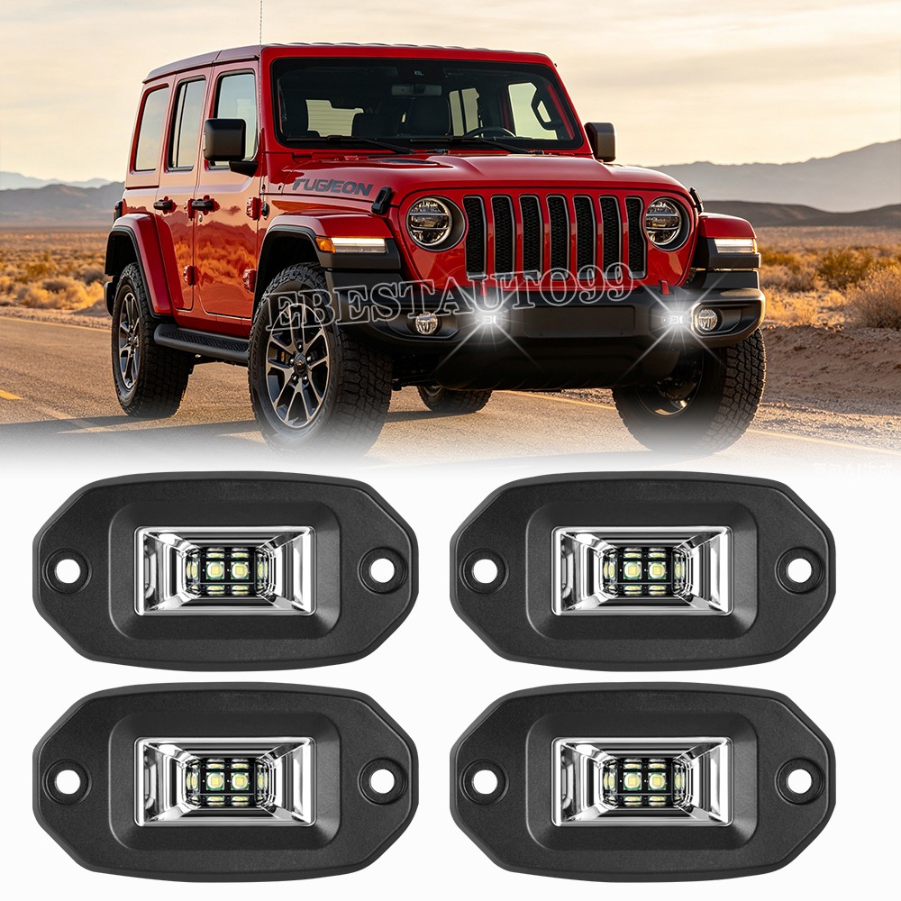4″ Flush Mount LED Pods Work Light Bar Flood Driving Reverse Off Road UTE 12V
