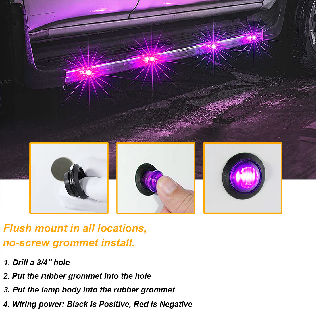 Purple LED Rock Light 20 Pods Lights For JEEP Off Road Truck Car ATV Under Body