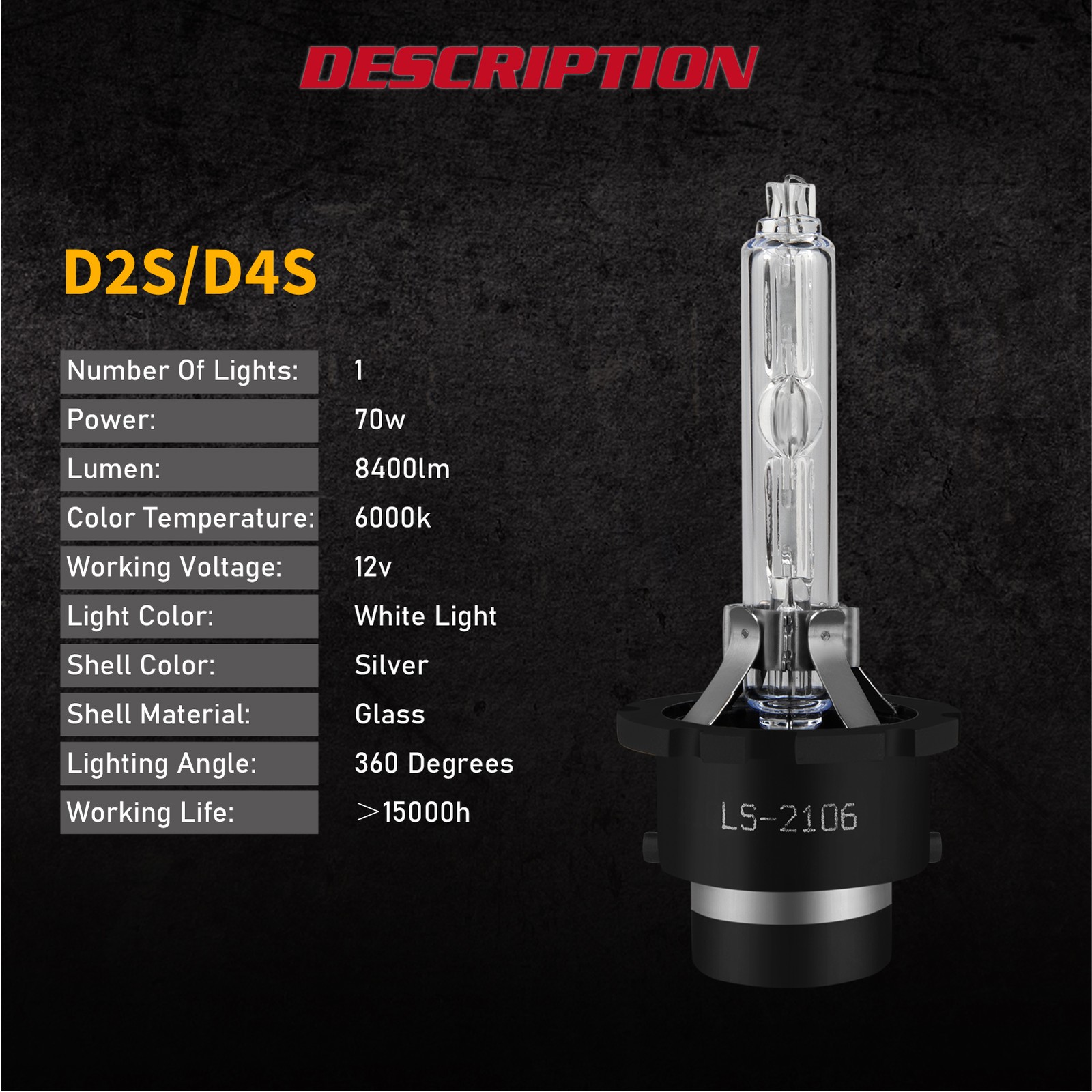 2PCS For Benz CL600 2005-2006 D2S Xenon HID Headlight Bulbs High&Low Beam 6000K