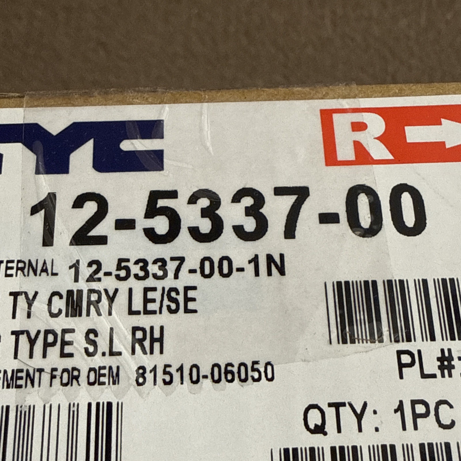 TYC 12-5337-00 15-17 Ty LE SE Bulb Type S.L RH – OEM 81510-0605O – Toyota Camry