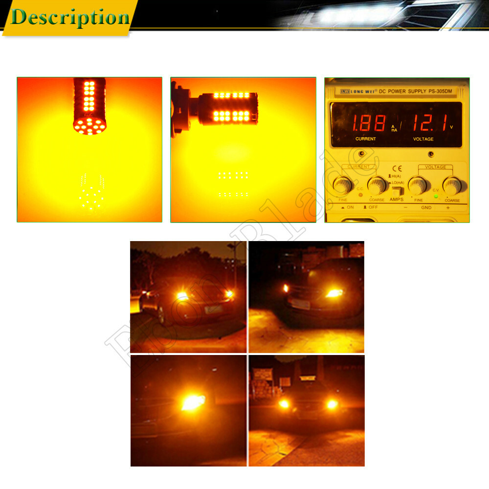 2 X CANBUS ERROR FREE BAU15S PY21W 7507 3030 60 LED AMBER TURN SIGNAL LAMP BULB