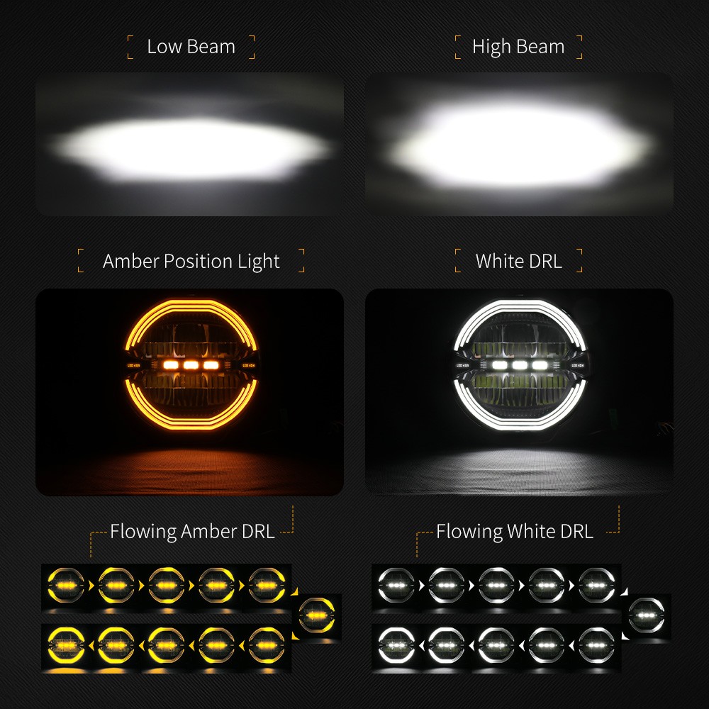 AUXBEAM 7″/9″ Round LED Driving Work Lights 360-PRO Spot Pods Head Lamp & Cover