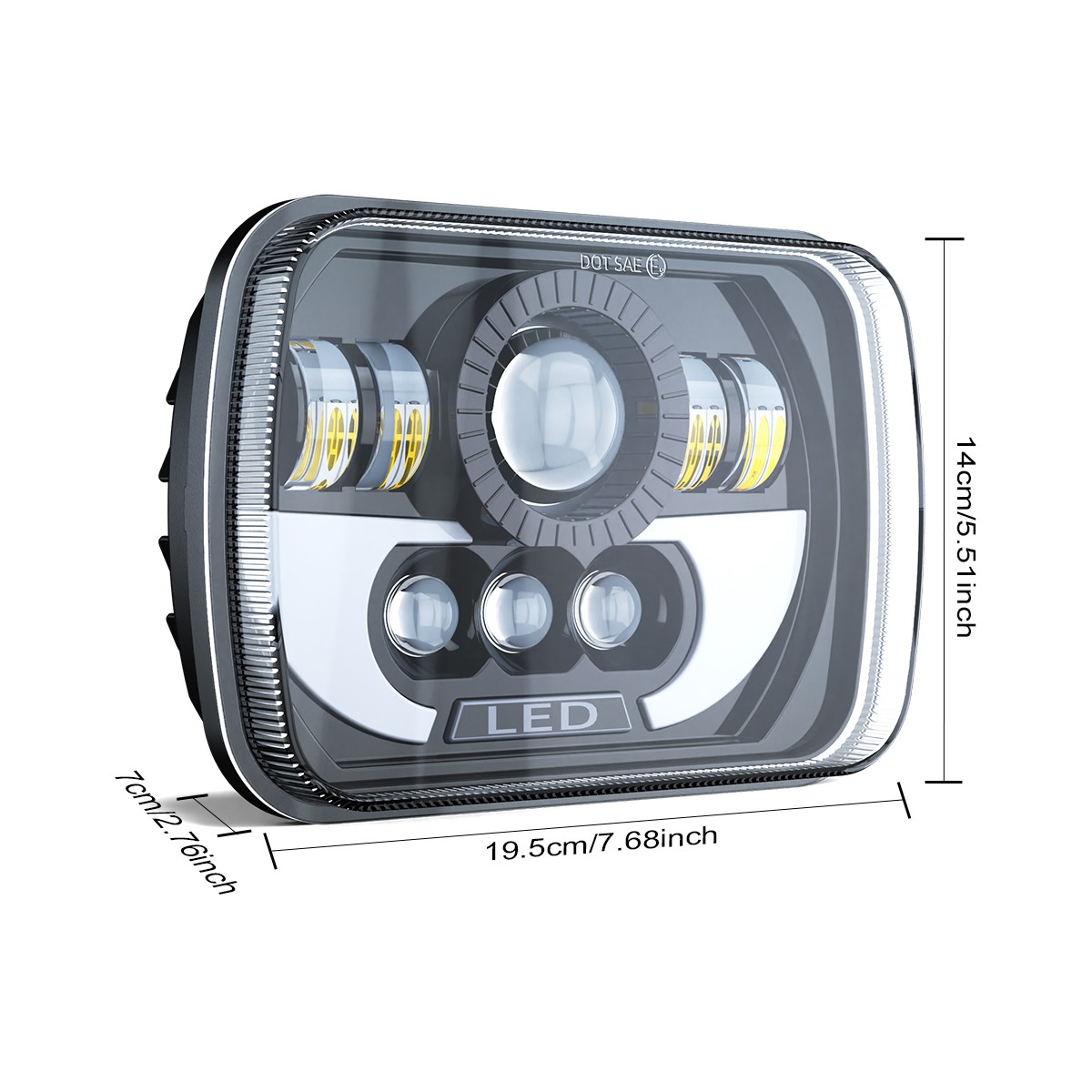 For FORD E150 E250 E350 Econoline 2Pcs 5×7″ 7×6″ LED High Low Beam Headlights