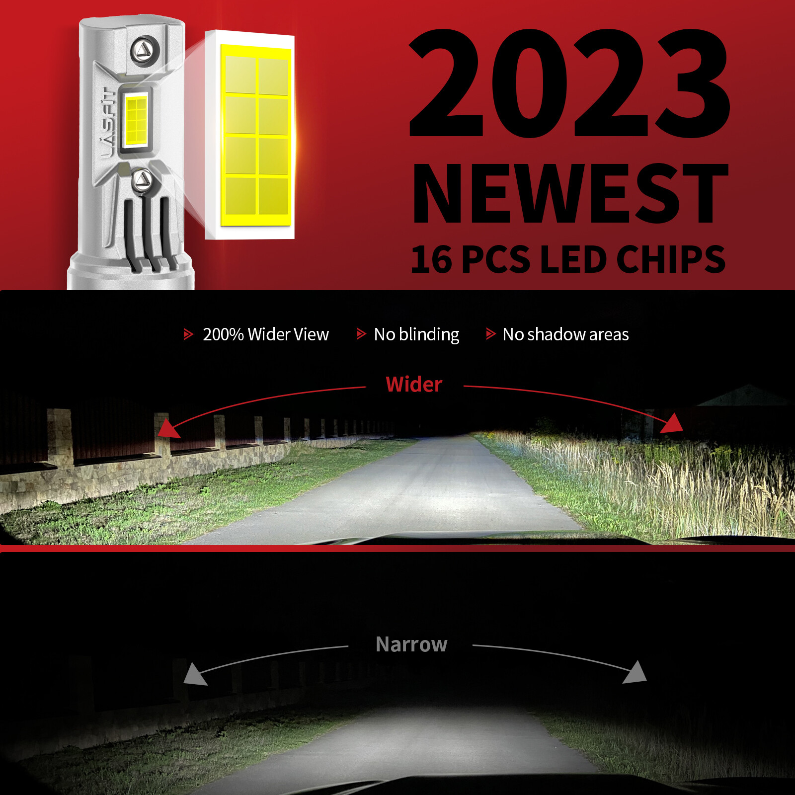 Lasfit H7 LED Headlights High/Low Beam Bulb 50W 5000LM Bright White LCair Series