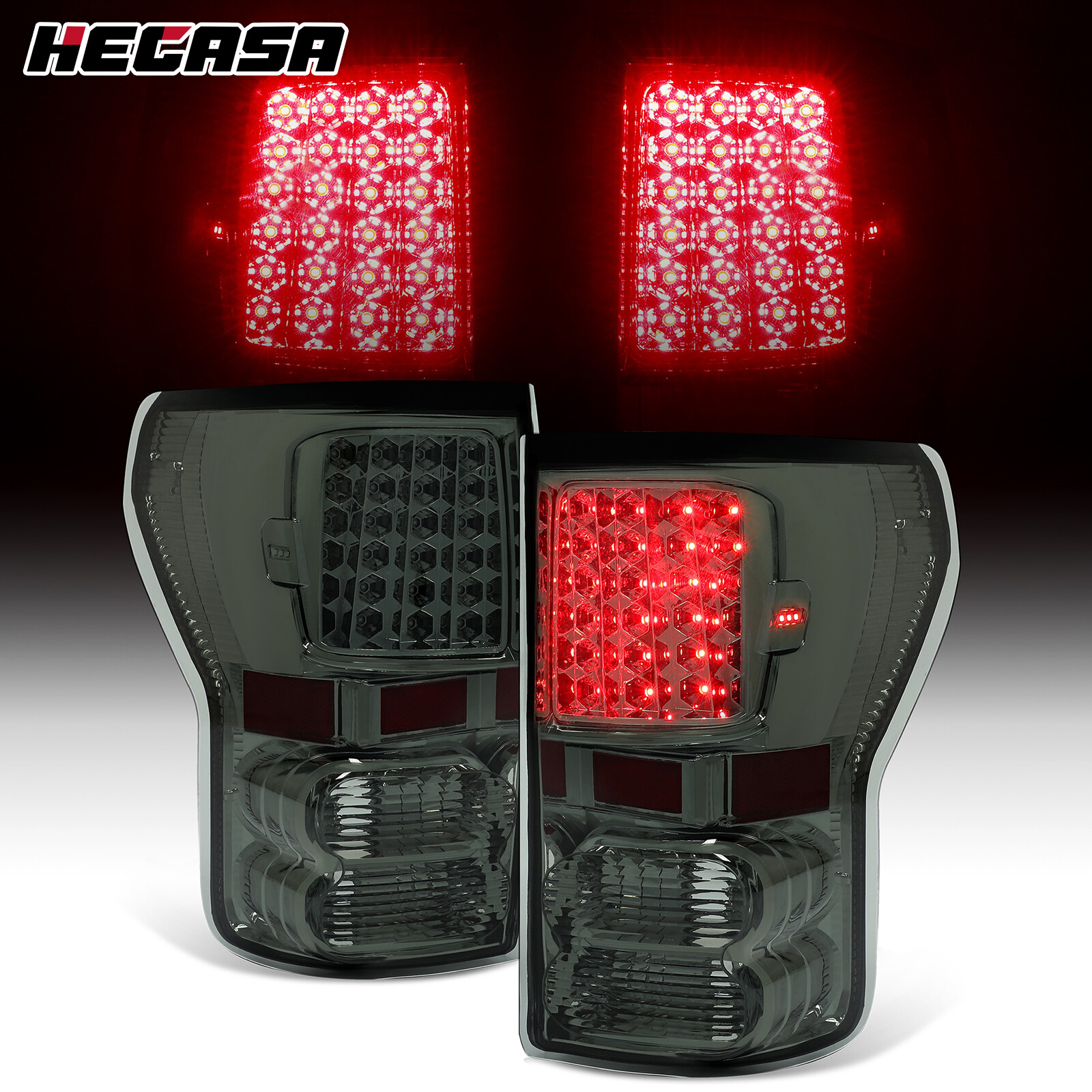Pair LED Tail Lights Brake Lamps Smoke Lens For Toyota Tundra Pickup 2007-2013