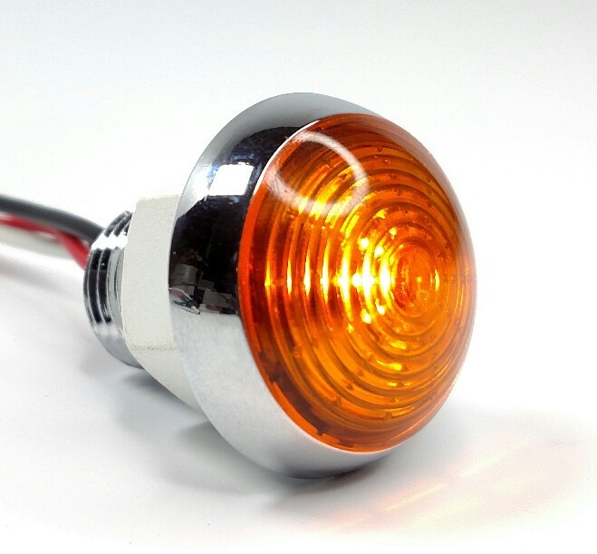 Pair 1-1/4″ Dual Function Amber LED Marker Light VTG/Classic Mini Moon Chrome