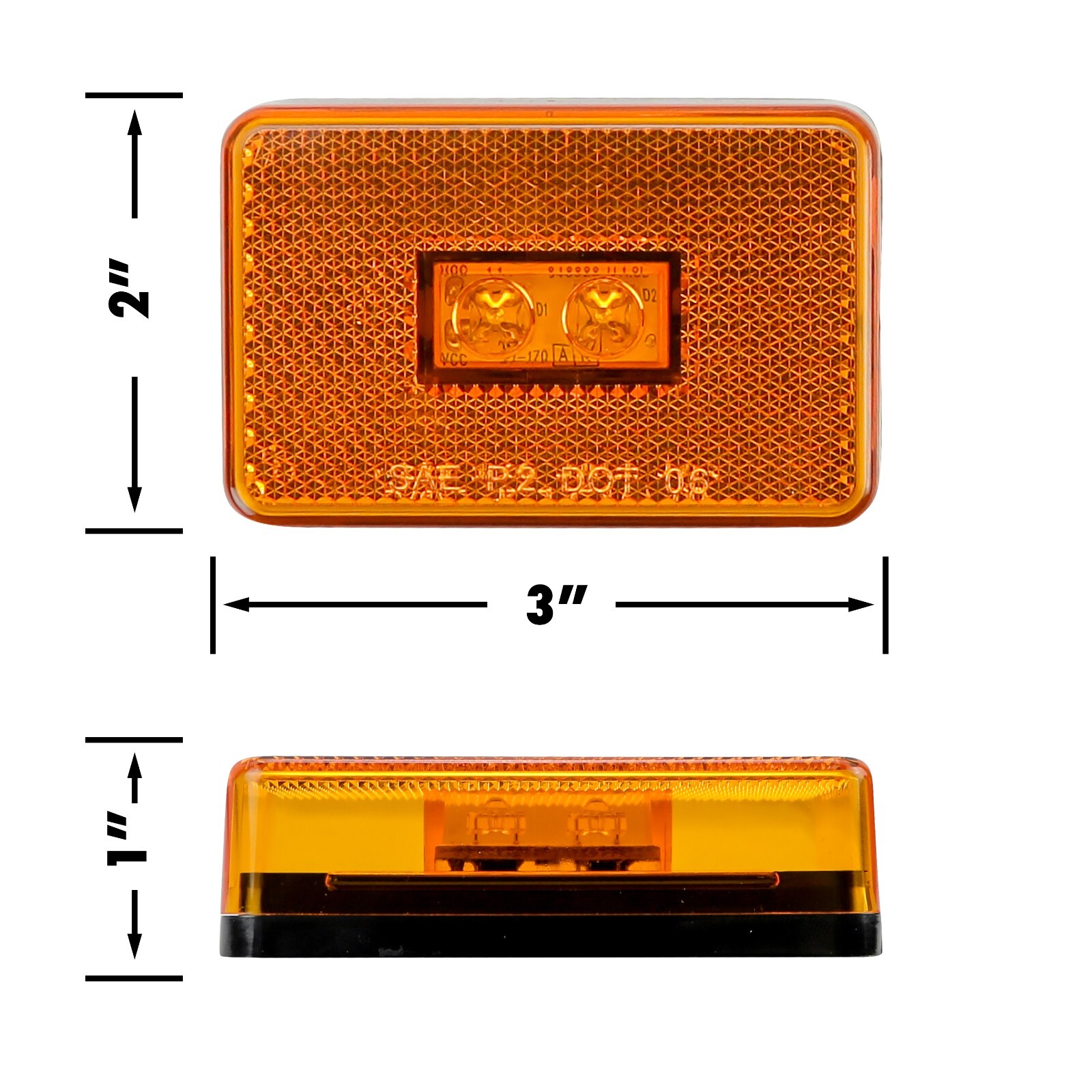 4 Pc Amber Trailer Side marker lights 3″ Thin line Trailer Truck 2 Led