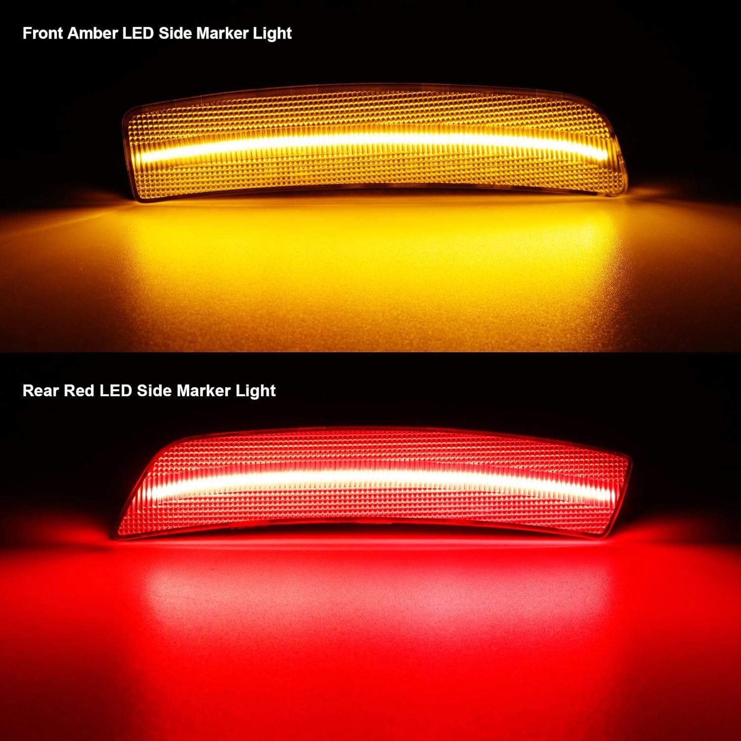 4pc Set Clear Lens Amber/Red Full LED Side Marker Lights For Ford Mustang Mach-E