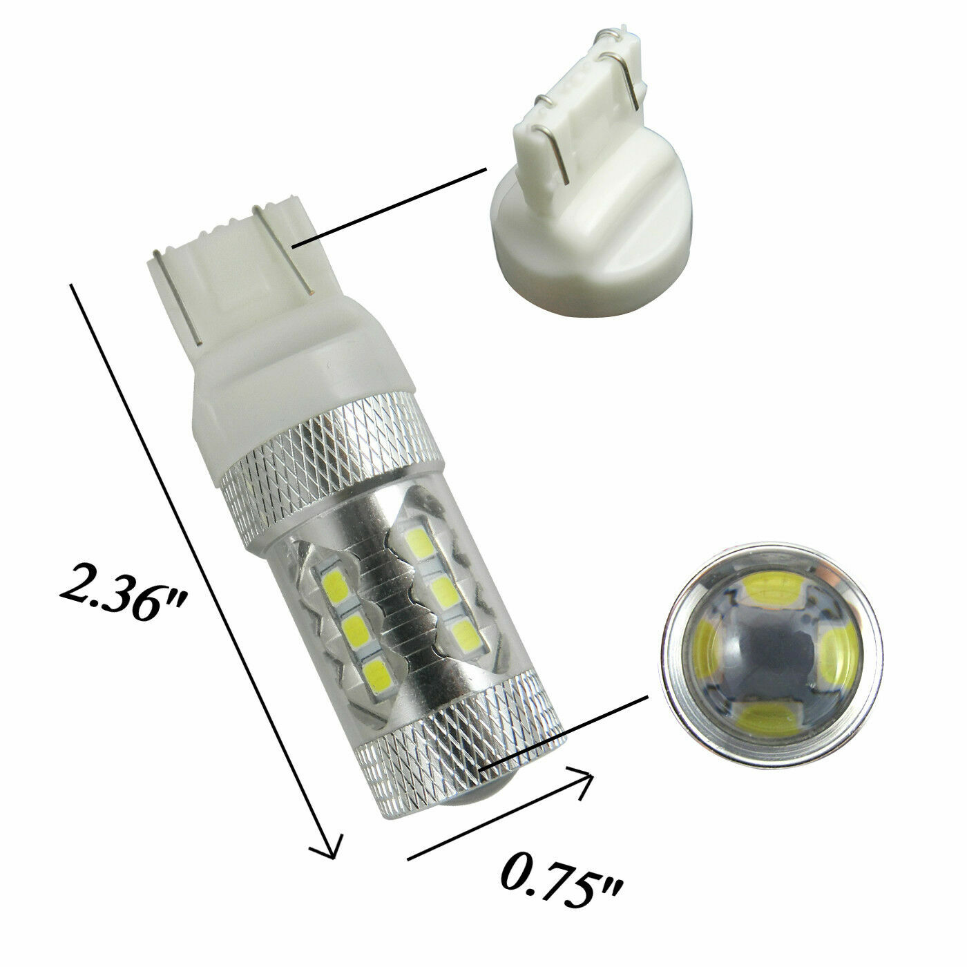 2x 7443 White 16-SMD Projector LED DRL Bulbs for Volkswagen Passat 2012-2015