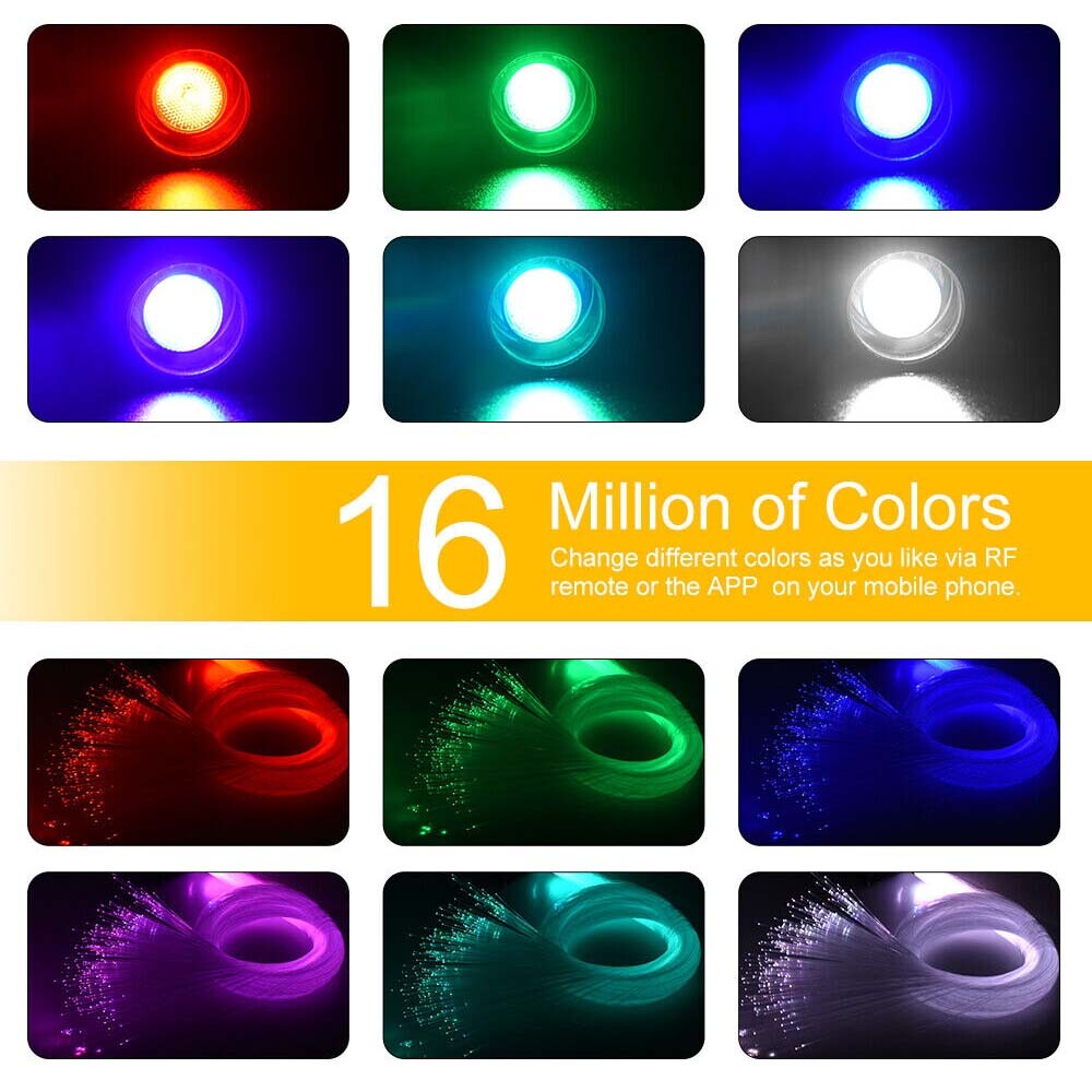 500pc Fiber Optic LED Car/Home Headliner Roof Ceiling 16W RGBW Star Light Kit PI