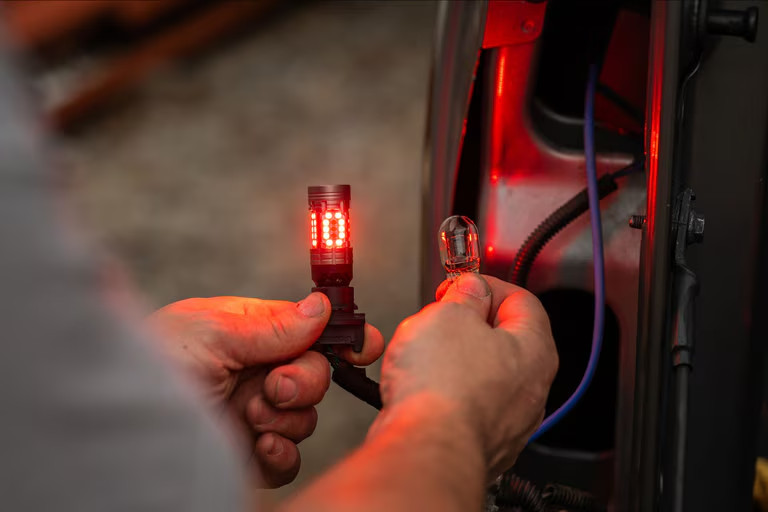 Morimoto 3156/3157: XB Red LED Bulbs Resistor-Free Tail/Turn Set LED407 Open Box