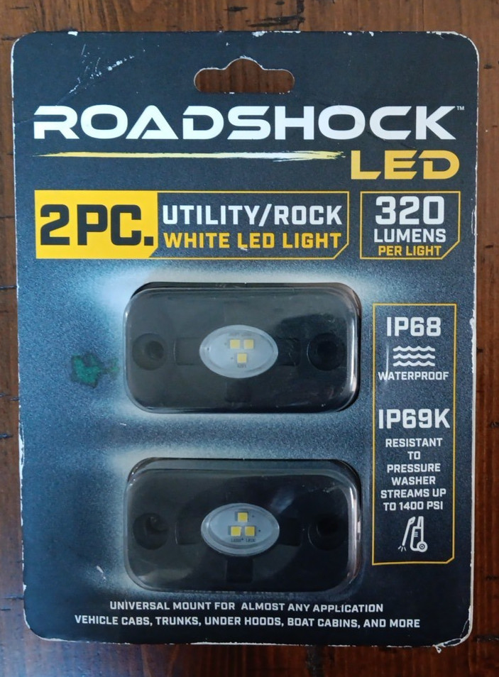 ROADSHOCK 12V Utility/Rock White LED Light 2 Pack aluminum housing