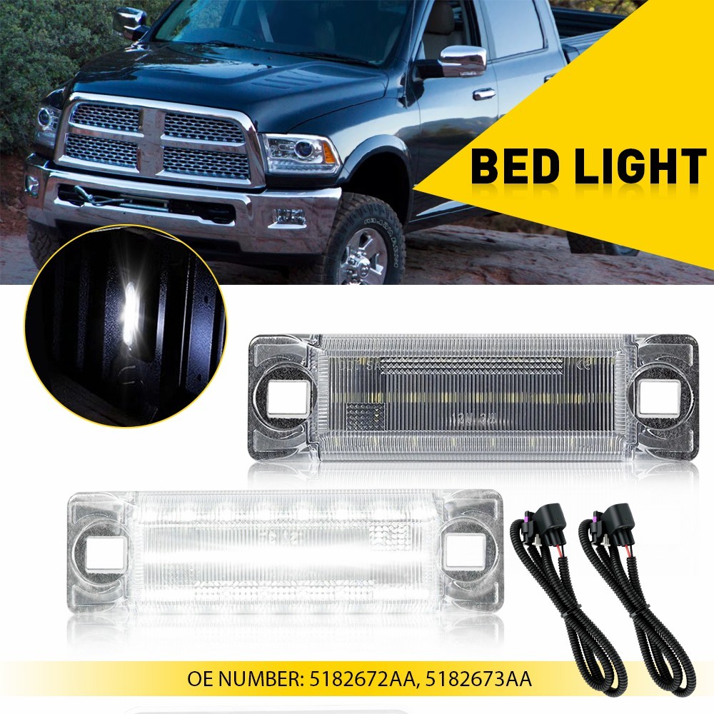 2PCS White LED Cargo Lights w/ Wiring 5182673AA Fit For 2016-2018 Dodge RAM 2500