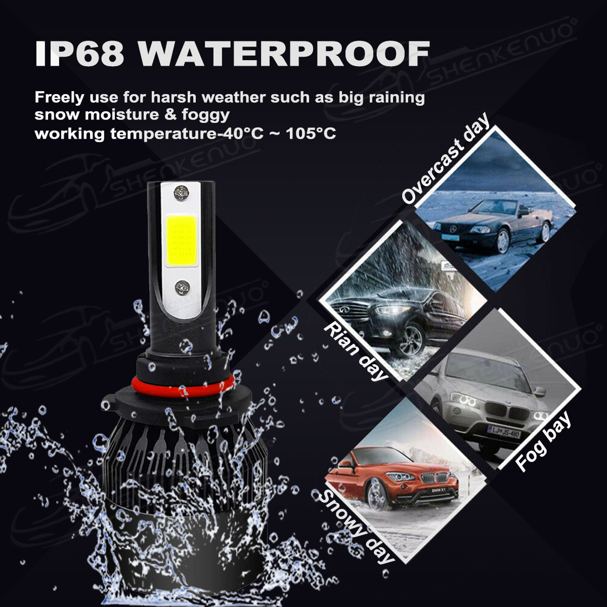 4x Combo 9005 9006 LED Headlight Bulb 360 Degree Adjustable Highlight Series