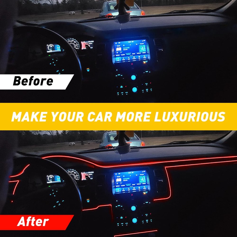 Red 5M Car Line Auto Interior LED Decor Atmosphere Light Wire Lamp Strip USB Kit