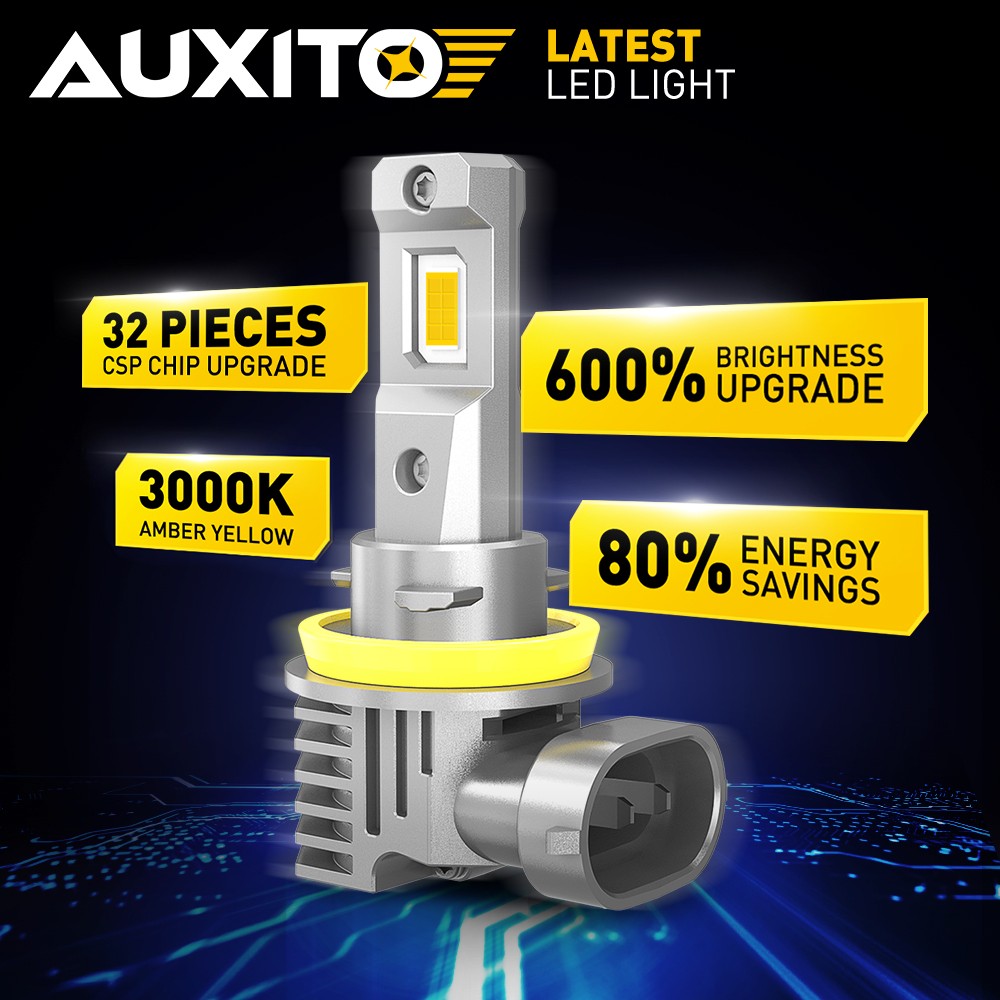 AUXITO Yellow Headlights Kit H11 LED Low Beam Bulbs Super Bright 3000K 24000LM