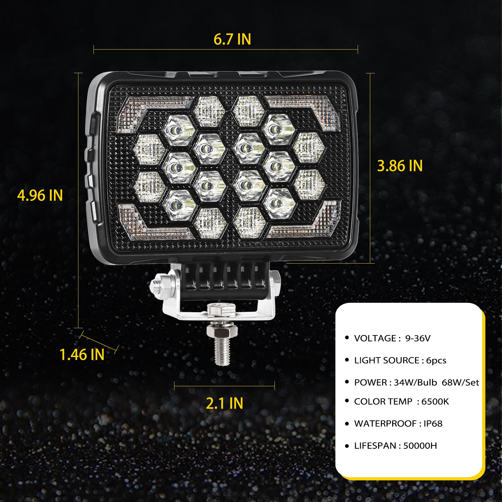 5.7″ Inch LED Work Light Pods Spot Off-Road ATV Truck Fog Lights w/ Amber Strobe