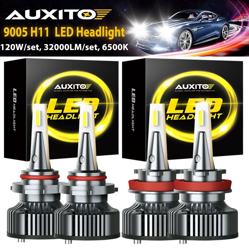 4PCS AUXITO 9005 H11 Combo LED Headlight High Low Beam Bulbs 6500K Cool White Y3