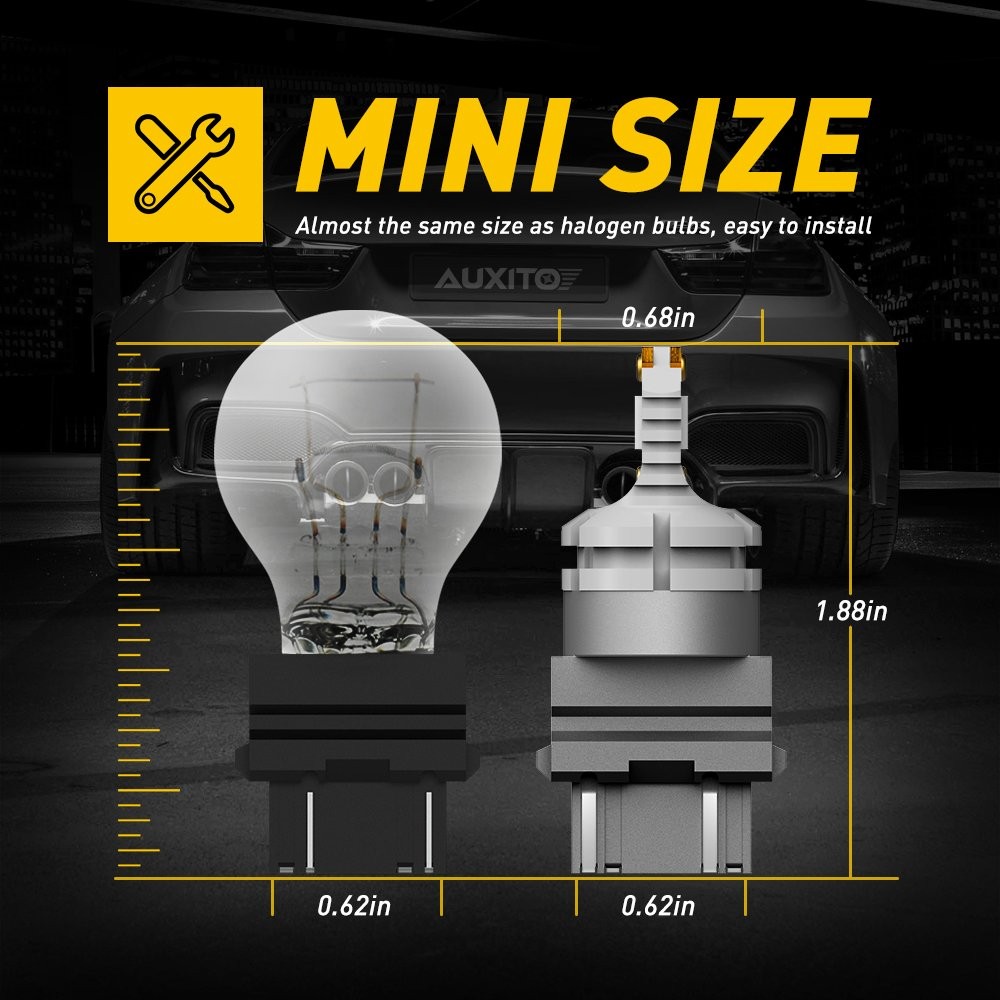 Yellow Amber Super Bright Plug&Play 2x 3157 LED Reverse Backup Light Bulbs