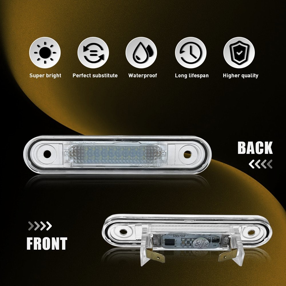 2PCs LED License Plate Light Clear White For Mercedes C/E-Class W124 W201 W202