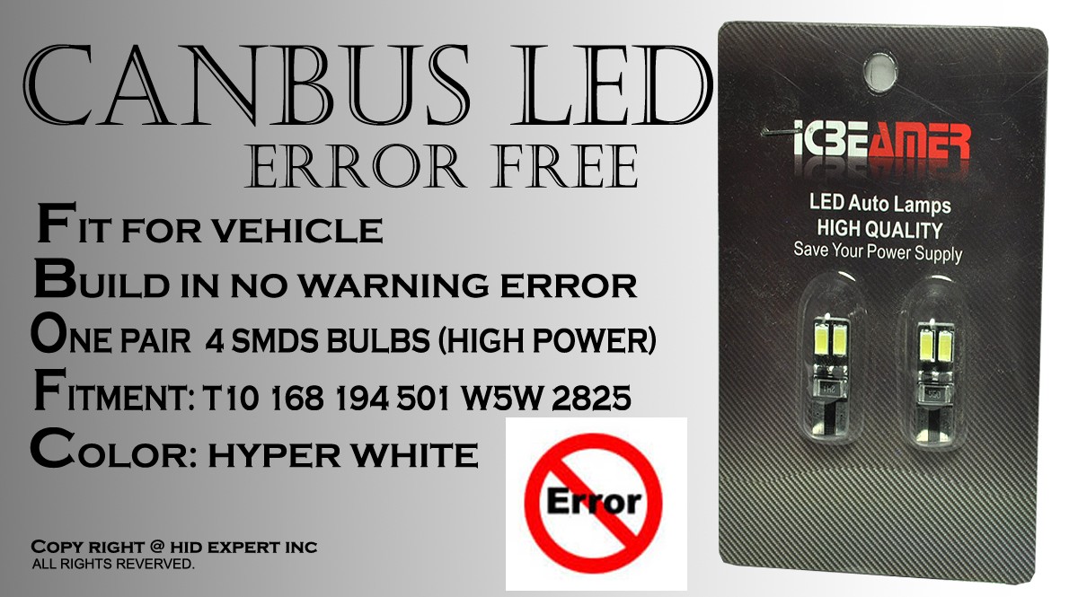 4 pc T10 Canbus Samsung 4 LED Chip Super White Fit Front Side Marker Light W484