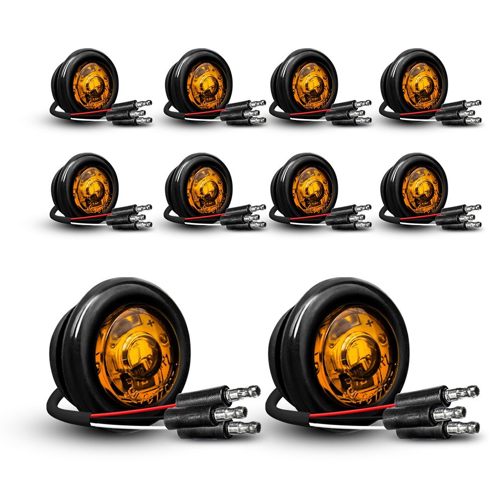 3/4″ Round Amber LED 50000 Hours Lifespan Side Running Marker Lamps 12V 10X New