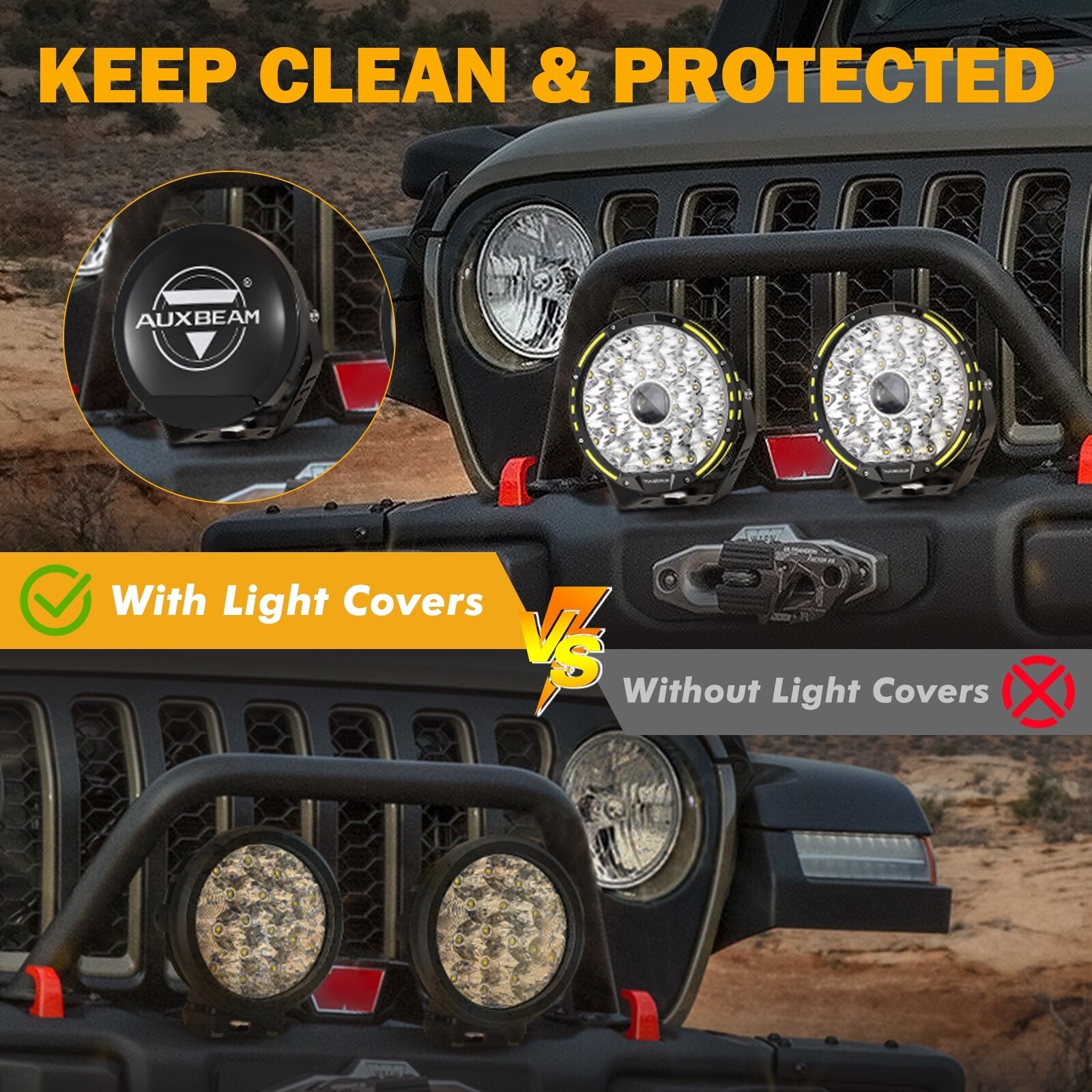 AUXBEAM 9″ 360 PRO LED Work Fog Lights Pods Auxiliary Driving Lamp & Cover Kits