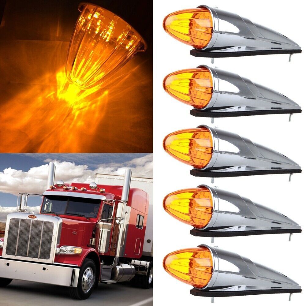 5x 17LED Amber Semi Truck Roof Cab Marker Clearance Light Assembly For Peterbilt