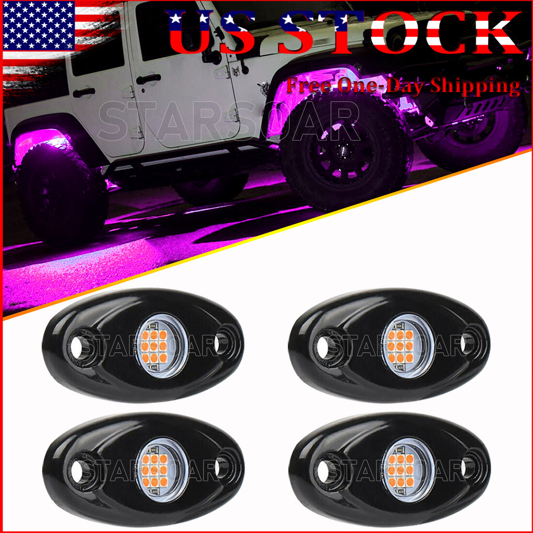LED Rock Lights Underbody Light 9W For Jeep Offroad Truck ATV UTV 4X4 Car Boat