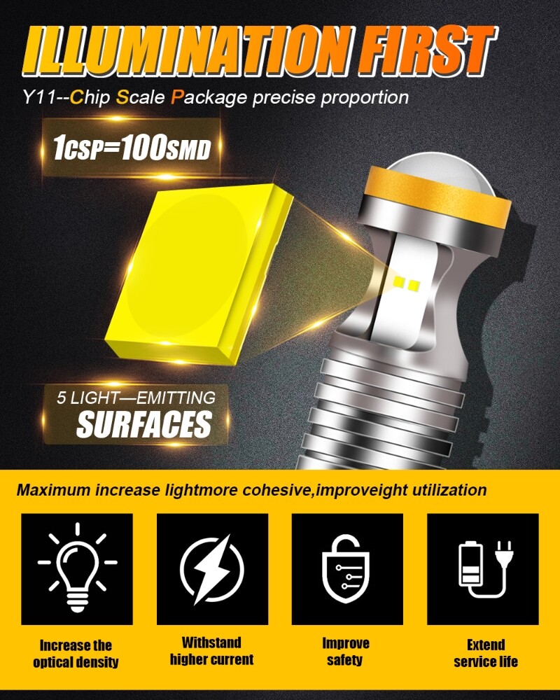 H13 9008 Canbus LED Headlight High Low Bulbs / 5202 2504 Fog Light White 6500K