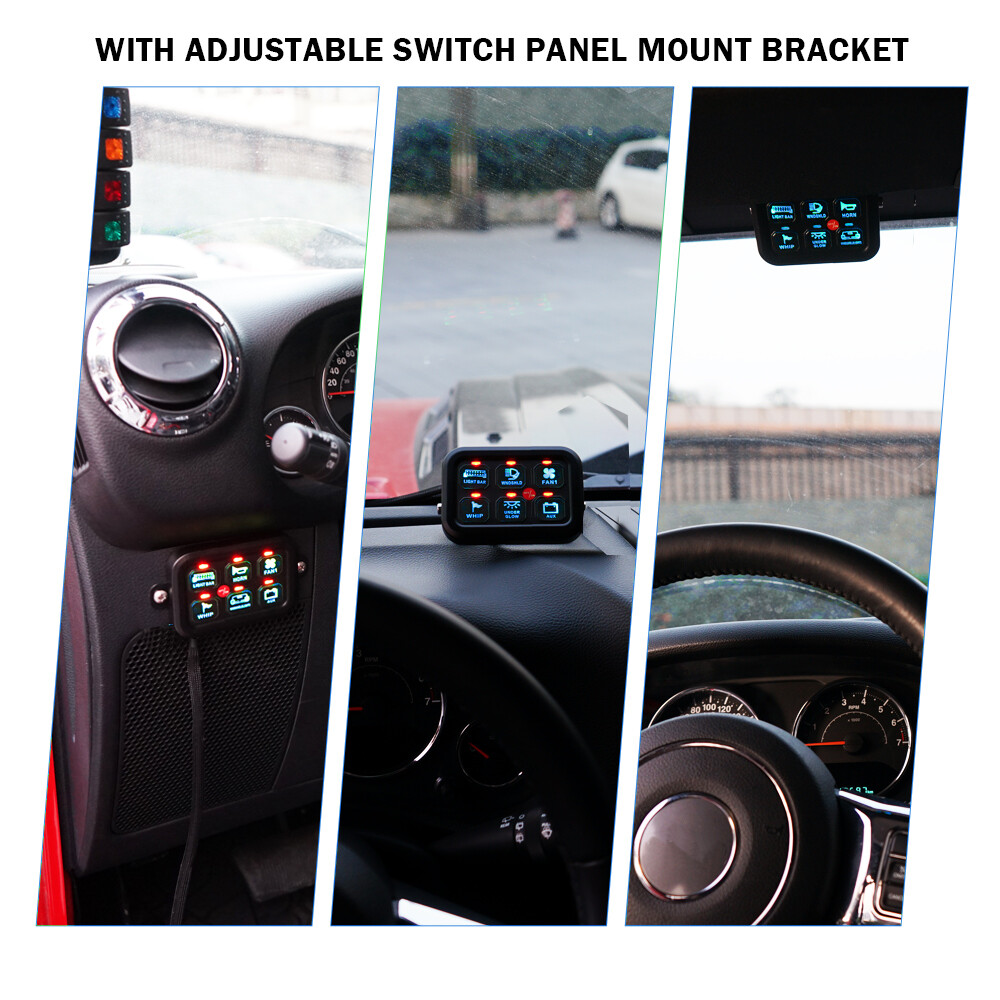AUXBEAM Pickup 6 Gang 720W LED Work Light Control Switch Panel Relay System Blue