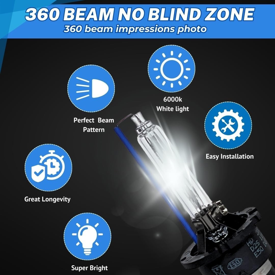 D2S 35W Xenon HID Headlight Bulbs – 8000K Ice Blue – 66040 66240 85122 OEM Hi…