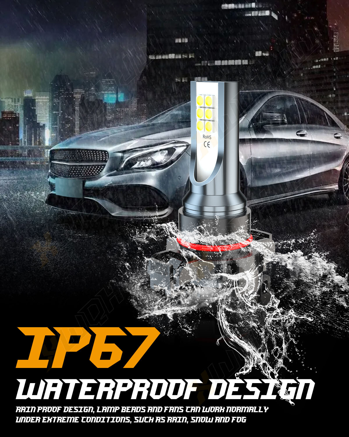 H16 5202 LED Fog Light Bulbs Fanless Highly Bright Icy White 6000K 10000lm