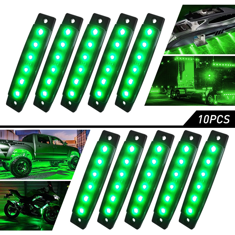10x Green 6LED Side Marker Clearance Light For Truck Trailer tail lights Durable