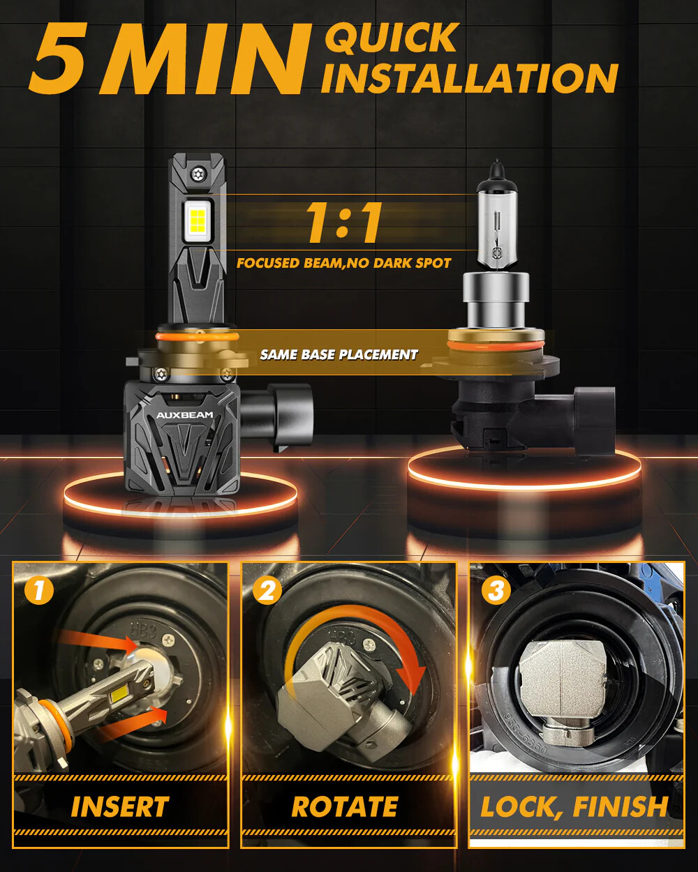 AUXBEAM 9005 9006 Combo LED Headlight Bulbs 240W 60000LM Cold White PLUG & PLAY