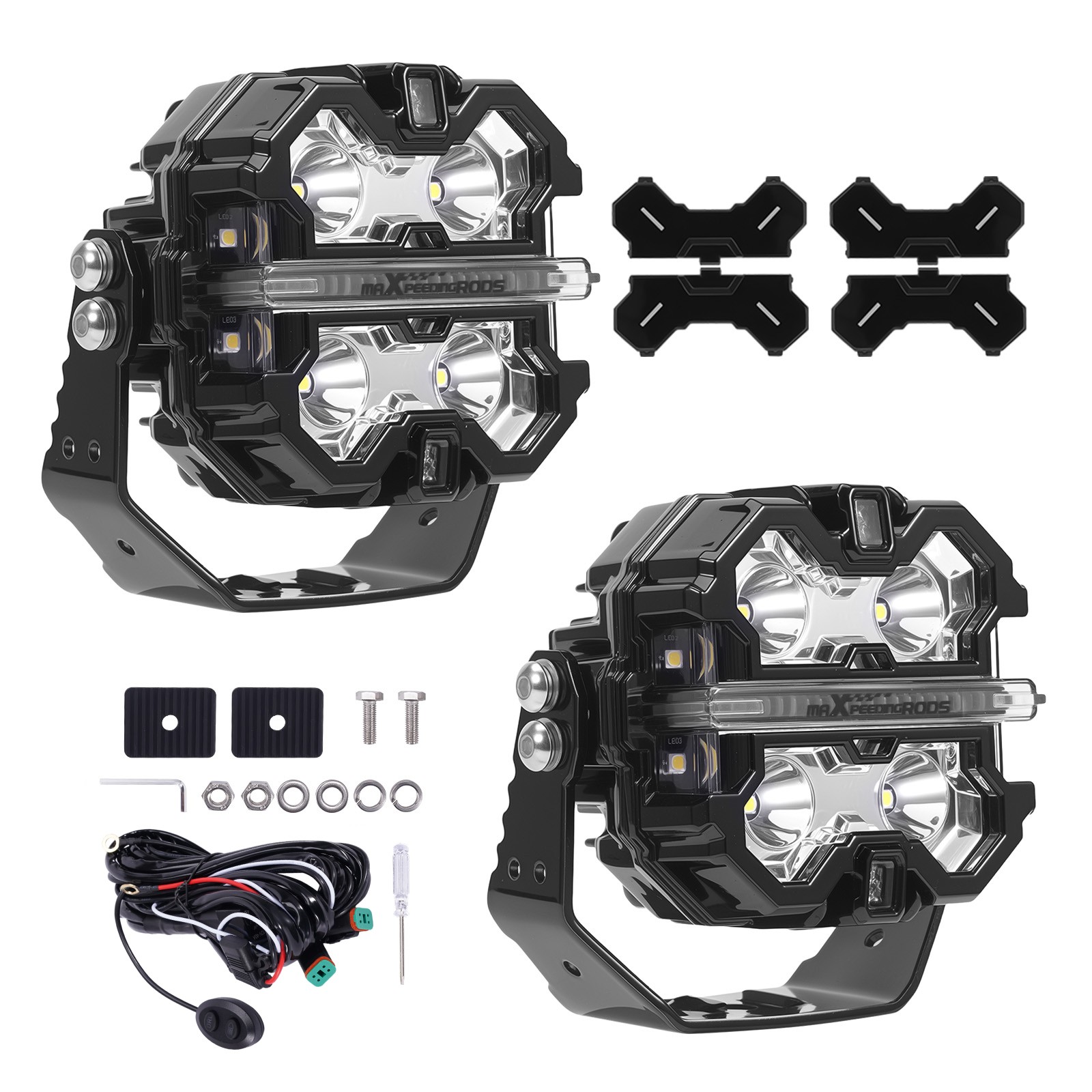 Off Road LED Light Pods 3.5″ Aluminum Housing Spot Beam Side Shooter IP68 160W