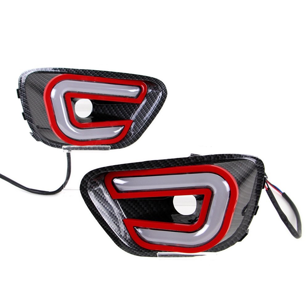 LED DRL Daytime Running Light Carbon Fiber Pattern Lamp For Jeep Compass W Turn