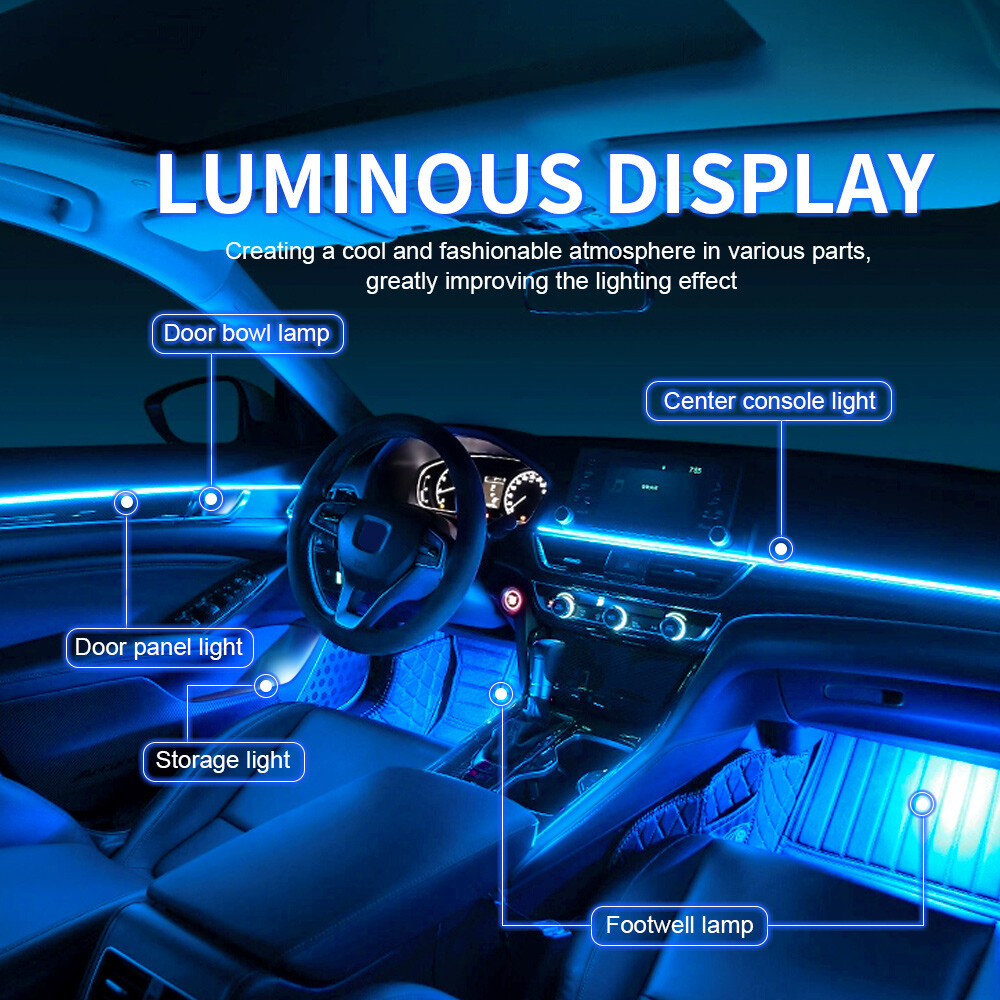 Car Symphony Ambient Light 256 Color RGB Led Atmosphere Acrylic Strip Remote APP