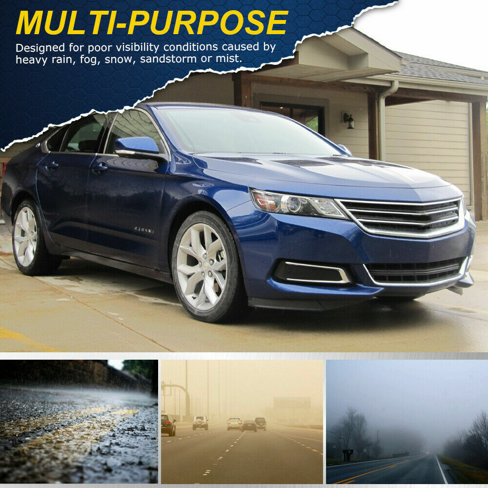 Fit For 14-20 Chevy Impala Clear Lens LED DRL Fog Lights Pair Wiring Switch Kit