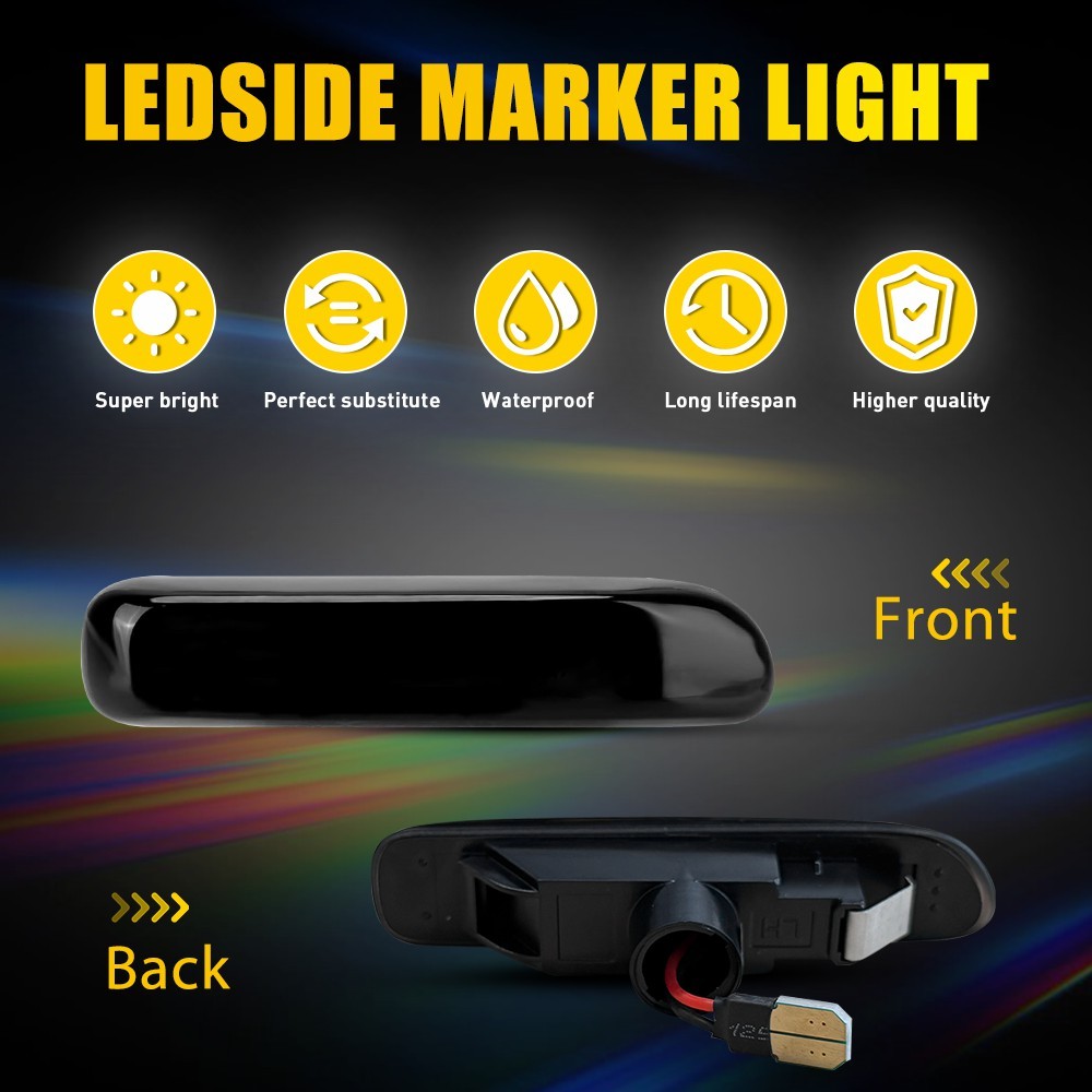 4PC RH LH Smoked Sequential LED Side Marker Lights Amber 63132228591 For BMW E46