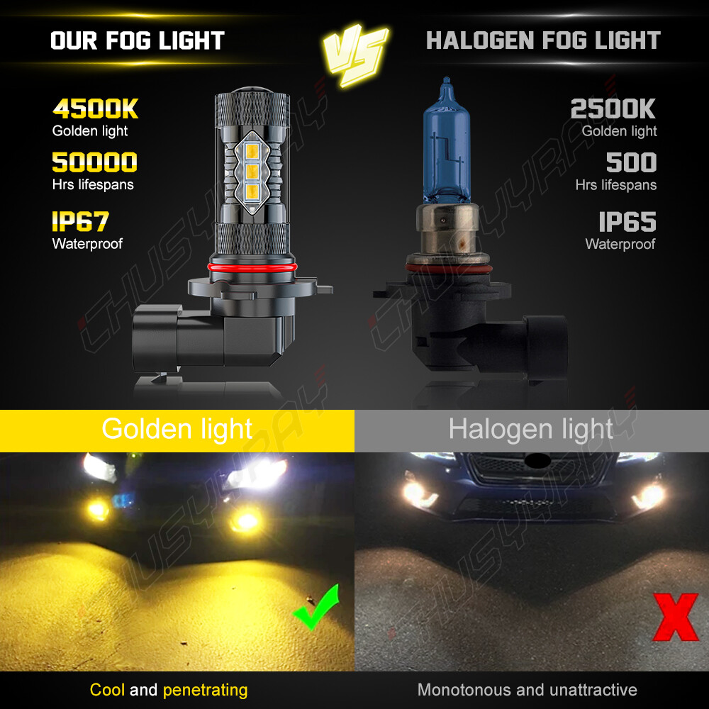9005 H10 9145 3000K Yellow 160W LED Fog Light Headlight Driving Bulbs Kit