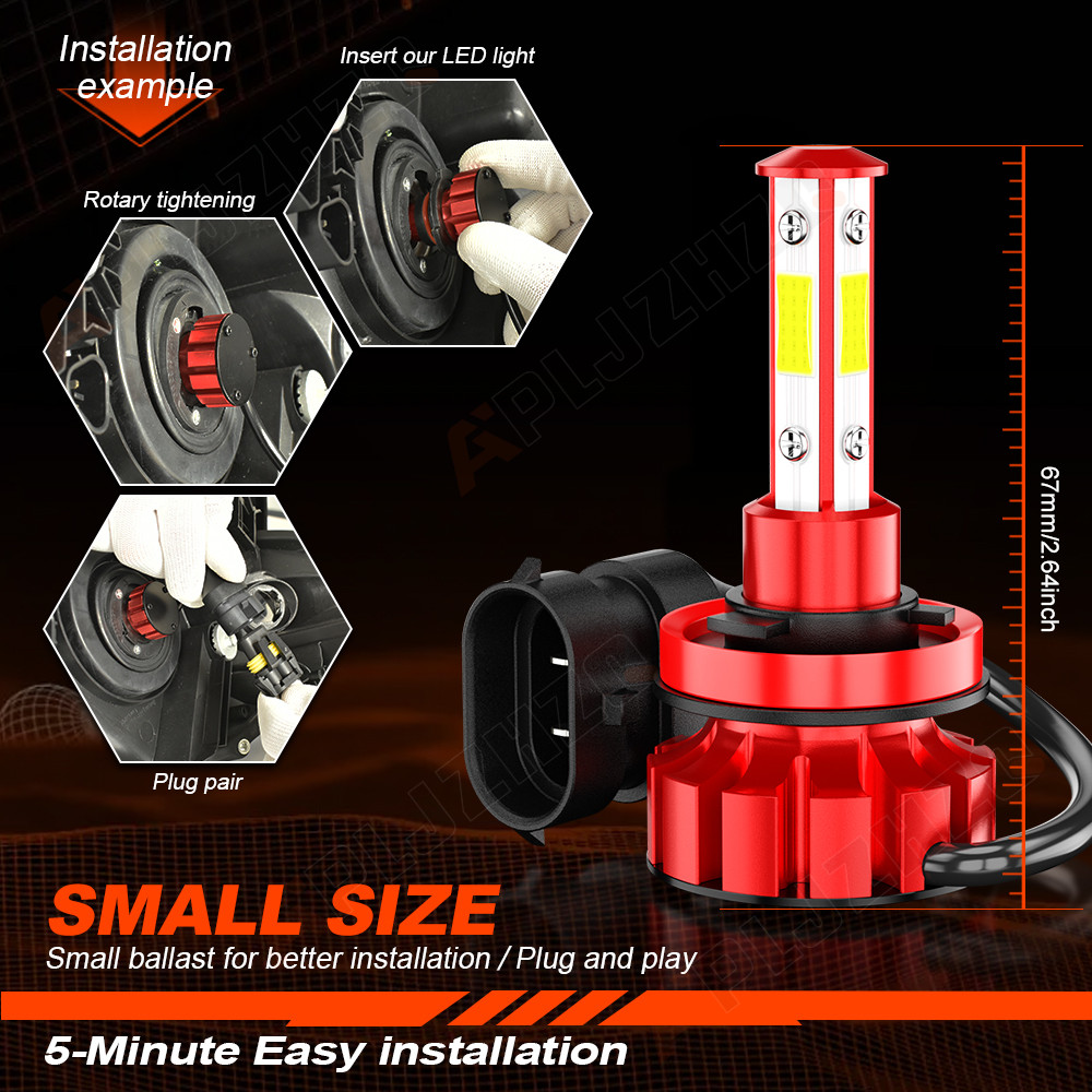 H11 H11 5202 Combo 6x LED Headlight High Low Beam Fog Light Bulbs 6000K